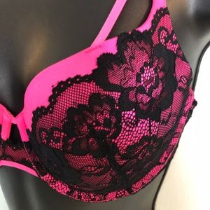 NWOT LA SENZA 34C - Black & Pink Lace Bra